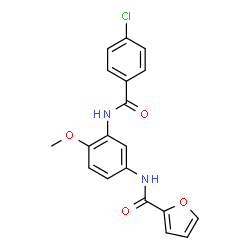 ChemSpider 2D Image | N-{3-[(4-Chlorobenzoyl)amino]-4-methoxyphenyl}-2-furamide | C19H15ClN2O4