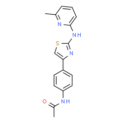 ChemSpider 2D Image | N-[4-[2-[(6-methyl-2-pyridinyl)amino]-4-thiazolyl]phenyl]acetamide | C17H16N4OS