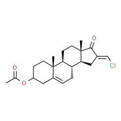 ChemSpider 2D Image | (16E)-16-(Chloromethylene)-17-oxoandrost-5-en-3-yl acetate | C22H29ClO3