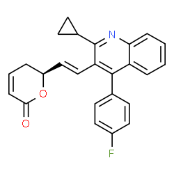 ChemSpider 2D Image | (6S)-6-{(E)-2-[2-Cyclopropyl-4-(4-fluorophenyl)-3-quinolinyl]vinyl}-5,6-dihydro-2H-pyran-2-one | C25H20FNO2