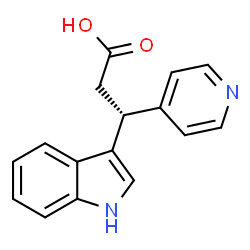 ChemSpider 2D Image | (3R)-3-(1H-Indol-3-yl)-3-(4-pyridinyl)propanoic acid | C16H14N2O2