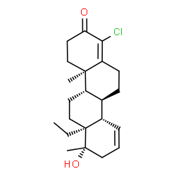 ChemSpider 2D Image | (4aR,4bS,6aS,7S,10aS,10bR)-1-Chloro-6a-ethyl-7-hydroxy-4a,7-dimethyl-4,4a,4b,5,6,6a,7,8,10a,10b,11,12-dodecahydro-2(3H)-chrysenone | C22H31ClO2