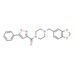 ChemSpider 2D Image | [4-(1,3-Benzodioxol-5-ylmethyl)-1-piperazinyl](5-phenyl-1,2-oxazol-3-yl)methanone | C22H21N3O4