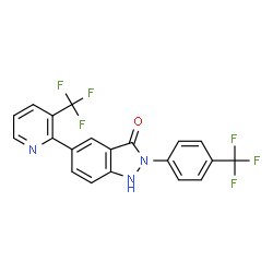 ChemSpider 2D Image | 2-[4-(Trifluoromethyl)phenyl]-5-[3-(trifluoromethyl)-2-pyridinyl]-1,2-dihydro-3H-indazol-3-one | C20H11F6N3O