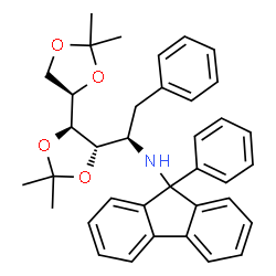 ChemSpider 2D Image | 9-Phenyl-N-{(1R)-2-phenyl-1-[(4R,4'R,5S)-2,2,2',2'-tetramethyl-4,4'-bi-1,3-dioxol-5-yl]ethyl}-9H-fluoren-9-amine | C37H39NO4