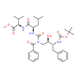 ChemSpider 2D Image | Methyl N-{benzoyl[(2R,3R)-2-hydroxy-3-({[(2-methyl-2-propanyl)oxy]carbonyl}amino)-4-phenylbutyl]carbamoyl}-D-leucyl-D-valinate | C35H50N4O8