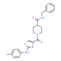 ChemSpider 2D Image | N-Benzyl-1-({2-[(4-methylphenyl)amino]-1,3-thiazol-4-yl}carbonyl)-4-piperidinecarboxamide | C24H26N4O2S