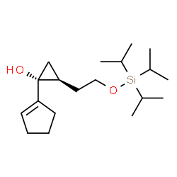 ChemSpider 2D Image | (1R,2R)-1-(1-Cyclopenten-1-yl)-2-{2-[(triisopropylsilyl)oxy]ethyl}cyclopropanol | C19H36O2Si