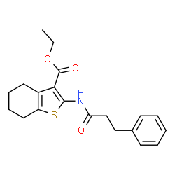 ChemSpider 2D Image | Ethyl 2-[(3-phenylpropanoyl)amino]-4,5,6,7-tetrahydro-1-benzothiophene-3-carboxylate | C20H23NO3S