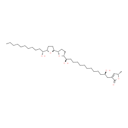 ChemSpider 2D Image | (5S)-3-[(2R,13R)-2,13-Dihydroxy-13-{(2S,2'S,5R,5'S)-5'-[(1R)-1-hydroxyundecyl]octahydro-2,2'-bifuran-5-yl}tridecyl]-5-methyl-2(5H)-furanone | C37H66O7