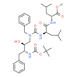 ChemSpider 2D Image | Methyl N-{benzyl[(2S,3R)-2-hydroxy-3-({[(2-methyl-2-propanyl)oxy]carbonyl}amino)-4-phenylbutyl]carbamoyl}-D-leucyl-D-leucinate | C36H54N4O7