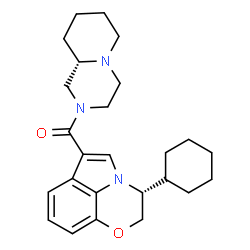 ChemSpider 2D Image | [(3R)-3-Cyclohexyl-2,3-dihydro[1,4]oxazino[2,3,4-hi]indol-6-yl][(9aS)-octahydro-2H-pyrido[1,2-a]pyrazin-2-yl]methanone | C25H33N3O2