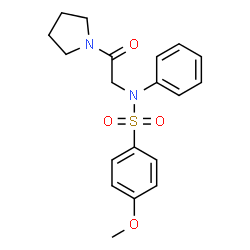 ChemSpider 2D Image | 4-Methoxy-N-[2-oxo-2-(1-pyrrolidinyl)ethyl]-N-phenylbenzenesulfonamide | C19H22N2O4S