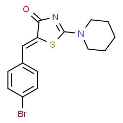 ChemSpider 2D Image | 5-(4-Bromo-benzylidene)-2-piperidin-1-yl-thiazol-4-one | C15H15BrN2OS