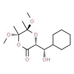 ChemSpider 2D Image | (3R,5S,6S)-3-[(S)-Cyclohexyl(hydroxy)methyl]-5,6-dimethoxy-5,6-dimethyl-1,4-dioxan-2-one | C15H26O6