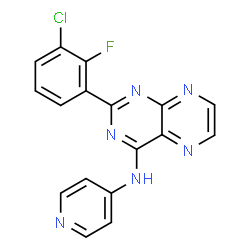 ChemSpider 2D Image | 2-(3-Chloro-2-fluorophenyl)-N-(4-pyridinyl)-4-pteridinamine | C17H10ClFN6