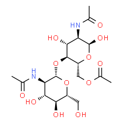 ChemSpider 2D Image | 2-Acetamido-4-O-(2-acetamido-2-deoxy-beta-D-glucopyranosyl)-6-O-acetyl-2-deoxy-alpha-D-glucopyranose | C18H30N2O12