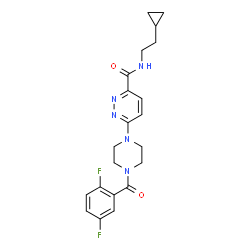 ChemSpider 2D Image | N-(2-Cyclopropylethyl)-6-[4-(2,5-difluorobenzoyl)-1-piperazinyl]-3-pyridazinecarboxamide | C21H23F2N5O2