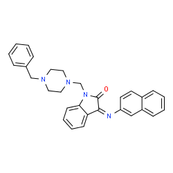ChemSpider 2D Image | (3Z)-1-[(4-Benzyl-1-piperazinyl)methyl]-3-(2-naphthylimino)-1,3-dihydro-2H-indol-2-one | C30H28N4O
