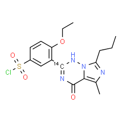 ChemSpider 2D Image | 4-Ethoxy-3-[5-methyl-4-oxo-7-propyl(2-~14~C)-1,4-dihydroimidazo[5,1-f][1,2,4]triazin-2-yl]benzenesulfonyl chloride | C1614CH19ClN4O4S