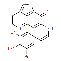 ChemSpider 2D Image | 3,5-Dibromo-4-hydroxy-2',3',5',7'-tetrahydro-6'H-spiro[cyclohexa-2,5-diene-1,10'-pyrrolo[4,3,2-de][1,7]phenanthrolin]-6'-one | C18H13Br2N3O2