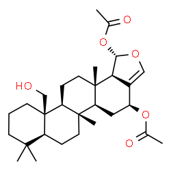 ChemSpider 2D Image | (1S,4S,5aS,5bS,7aS,11aR,11bS,13aS,13bR)-11a-(Hydroxymethyl)-5b,8,8,13a-tetramethyl-1,4,5,5a,5b,6,7,7a,8,9,10,11,11a,11b,12,13,13a,13b-octadecahydrochryseno[1,2-c]furan-1,4-diyl diacetate | C29H44O6