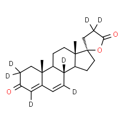 ChemSpider 2D Image | (8R,10R,13S,17R)-10,13-Dimethyl(2,2,4,4',4',7,8-~2~H_7_)-1,8,9,10,11,12,13,14,15,16-decahydro-3'H-spiro[cyclopenta[a]phenanthrene-17,2'-furan]-3,5'(2H,4'H)-dione | C22H21D7O3
