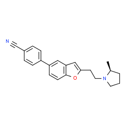 ChemSpider 2D Image | 4-(2-{2-[(2S)-2-Methyl-1-pyrrolidinyl]ethyl}-1-benzofuran-5-yl)benzonitrile | C22H22N2O