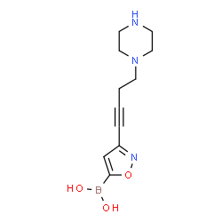 ChemSpider 2D Image | {3-[4-(1-Piperazinyl)-1-butyn-1-yl]-1,2-oxazol-5-yl}boronic acid | C11H16BN3O3