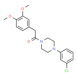 ChemSpider 2D Image | 1-[4-(3-Chlorophenyl)-1-piperazinyl]-2-(3,4-dimethoxyphenyl)ethanone | C20H23ClN2O3