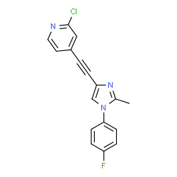 ChemSpider 2D Image | 2-Chloro-4-{[1-(4-fluorophenyl)-2-methyl-1H-imidazol-4-yl]ethynyl}pyridine | C17H11ClFN3