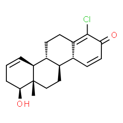 ChemSpider 2D Image | (4aR,4bS,6aS,7S,10aS,10bR)-1-Chloro-7-hydroxy-6a-methyl-4b,5,6,6a,7,8,10a,10b,11,12-decahydro-2(4aH)-chrysenone | C19H23ClO2