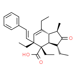 ChemSpider 2D Image | (1R,3R,3aS,4S,5R,7aS)-3,4,5,7-Tetraethyl-1-methyl-2-oxo-5-[(E)-2-phenylvinyl]-2,3,3a,4,5,7a-hexahydro-1H-indene-4-carboxylic acid | C27H36O3