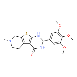 ChemSpider 2D Image | (2R)-7-Methyl-2-(3,4,5-trimethoxyphenyl)-2,3,5,6,7,8-hexahydropyrido[4',3':4,5]thieno[2,3-d]pyrimidin-4(1H)-one | C19H23N3O4S