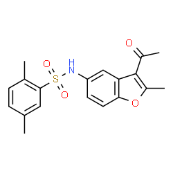 ChemSpider 2D Image | N-(3-Acetyl-2-methyl-benzofuran-5-yl)-2,5-dimethyl-benzenesulfonamide | C19H19NO4S