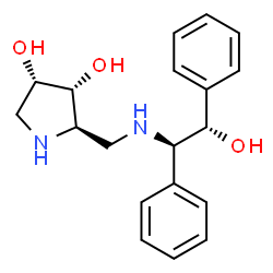 ChemSpider 2D Image | (2R,3R,4S)-2-({[(1R,2S)-2-Hydroxy-1,2-diphenylethyl]amino}methyl)-3,4-pyrrolidinediol | C19H24N2O3