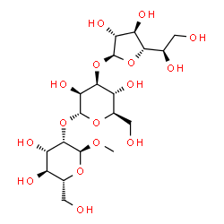 ChemSpider 2D Image | Methyl beta-D-galactofuranosyl-(1->3)-alpha-D-mannopyranosyl-(1->2)-alpha-D-mannopyranoside | C19H34O16
