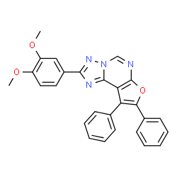 ChemSpider 2D Image | 2-(3,4-Dimethoxyphenyl)-8,9-diphenylfuro[3,2-e][1,2,4]triazolo[1,5-c]pyrimidine | C27H20N4O3