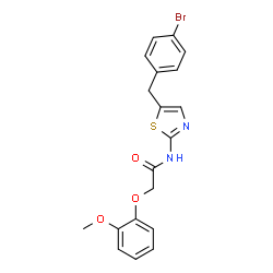ChemSpider 2D Image | N-[5-(4-Bromobenzyl)-1,3-thiazol-2-yl]-2-(2-methoxyphenoxy)acetamide | C19H17BrN2O3S