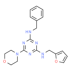 ChemSpider 2D Image | N-Benzyl-N'-(2-furylmethyl)-6-(4-morpholinyl)-1,3,5-triazine-2,4-diamine | C19H22N6O2