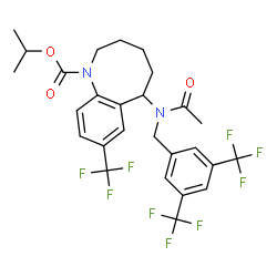 ChemSpider 2D Image | Isopropyl 6-{acetyl[3,5-bis(trifluoromethyl)benzyl]amino}-8-(trifluoromethyl)-3,4,5,6-tetrahydro-1-benzazocine-1(2H)-carboxylate | C27H27F9N2O3
