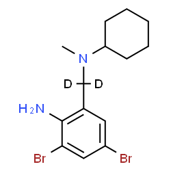 ChemSpider 2D Image | 2,4-Dibromo-6-{[cyclohexyl(methyl)amino](~2~H_2_)methyl}aniline | C14H18D2Br2N2