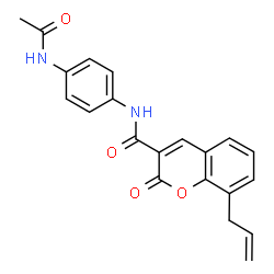ChemSpider 2D Image | N-(4-Acetamidophenyl)-8-allyl-2-oxo-2H-chromene-3-carboxamide | C21H18N2O4