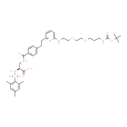 ChemSpider 2D Image | 3-{[4-(2-{6-[(2,2-Dimethyl-4-oxo-3,9,12-trioxa-5-azatetradecan-14-yl)amino]-2-pyridinyl}ethyl)benzoyl]amino}-N-(mesitylsulfonyl)-L-alanine | C38H53N5O9S