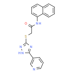 ChemSpider 2D Image | N-(1-Naphthyl)-2-{[5-(3-pyridinyl)-1H-1,2,4-triazol-3-yl]sulfanyl}acetamide | C19H15N5OS