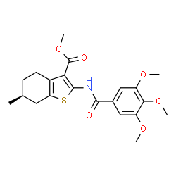 ChemSpider 2D Image | Methyl (6S)-6-methyl-2-[(3,4,5-trimethoxybenzoyl)amino]-4,5,6,7-tetrahydro-1-benzothiophene-3-carboxylate | C21H25NO6S