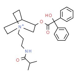 ChemSpider 2D Image | 3-[2-Hydroxy(diphenyl)acetoxy]-1-[3-(isobutyrylamino)propyl]-1-azoniabicyclo[2.2.2]octane | C28H37N2O4