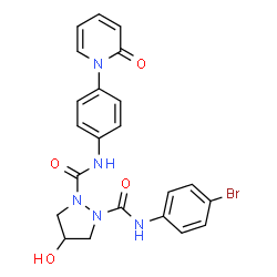 ChemSpider 2D Image | N-(4-Bromophenyl)-4-hydroxy-N'-[4-(2-oxo-1(2H)-pyridinyl)phenyl]-1,2-pyrazolidinedicarboxamide | C22H20BrN5O4