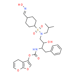 ChemSpider 2D Image | 4H-Furo[2,3-b]pyran-3-yl {3-hydroxy-4-[({4-[(E)-(hydroxyimino)methyl]cyclohexyl}sulfonyl)(isobutyl)amino]-1-phenyl-2-butanyl}carbamate | C29H39N3O8S