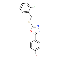 ChemSpider 2D Image | 2-(4-Bromophenyl)-5-[(2-chlorobenzyl)sulfanyl]-1,3,4-oxadiazole | C15H10BrClN2OS